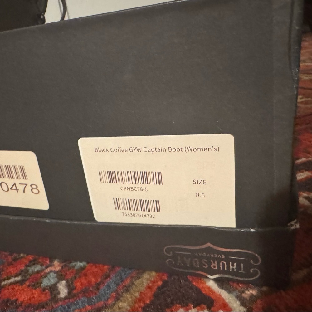 New In Box Thursday Boots Womens Black Coffee Leather Captain Boot Size 8.5 - Picture 9 of 12